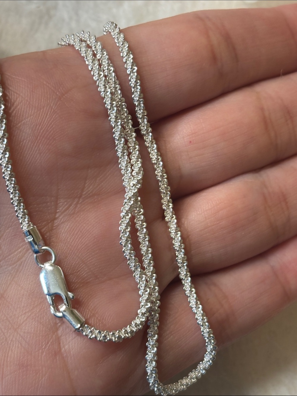 925 Italy Sterling Silver 18” Margarita Twisted Rock Necklace Chain
